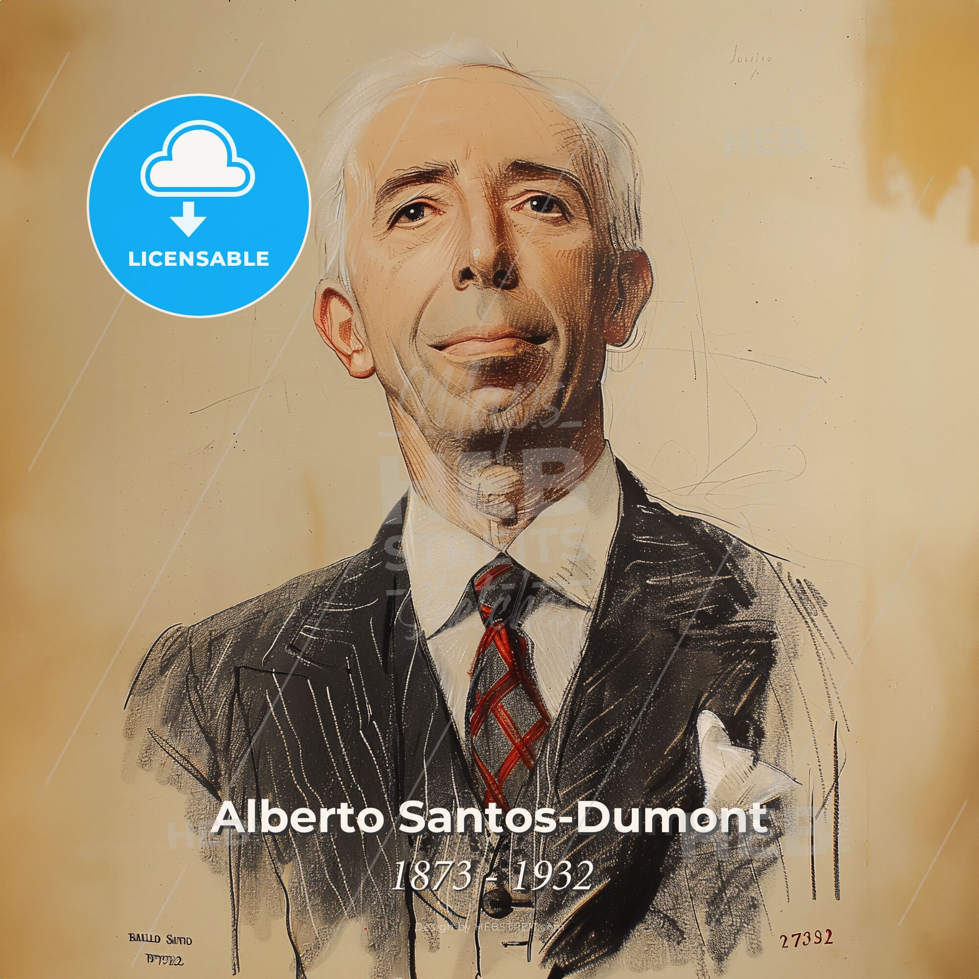 Alberto Santos-Dumont, 1873 - 1932, Brazilian aviator and inventor - A Man In A Suit Print Template
