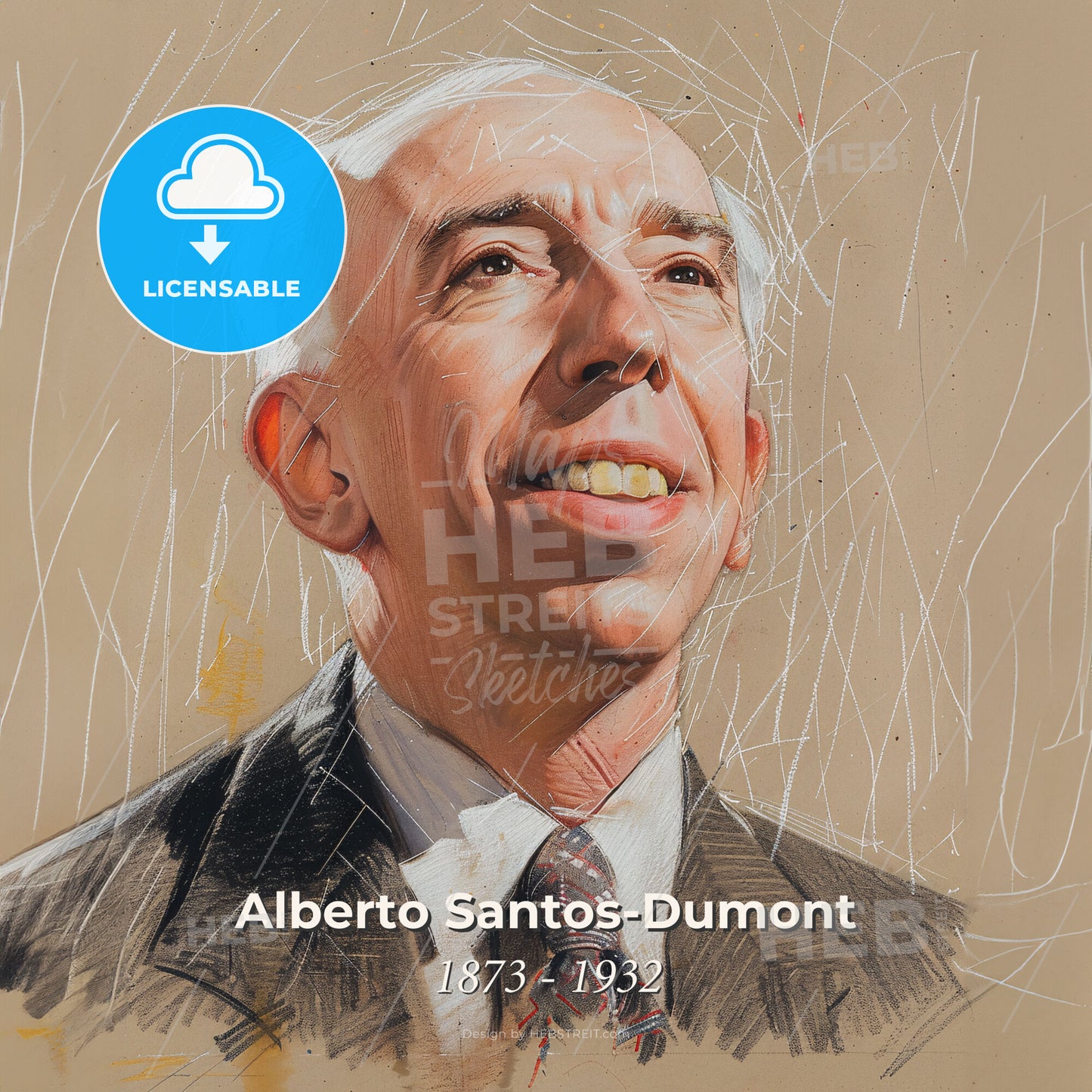 Alberto Santos-Dumont, 1873 - 1932, Brazilian aviator and inventor - A Man In A Suit And Tie Print Template