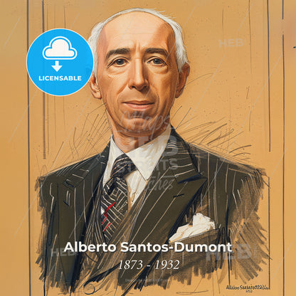 Alberto Santos-Dumont, 1873 - 1932, Brazilian aviator and inventor - A Man In A Suit Print Template