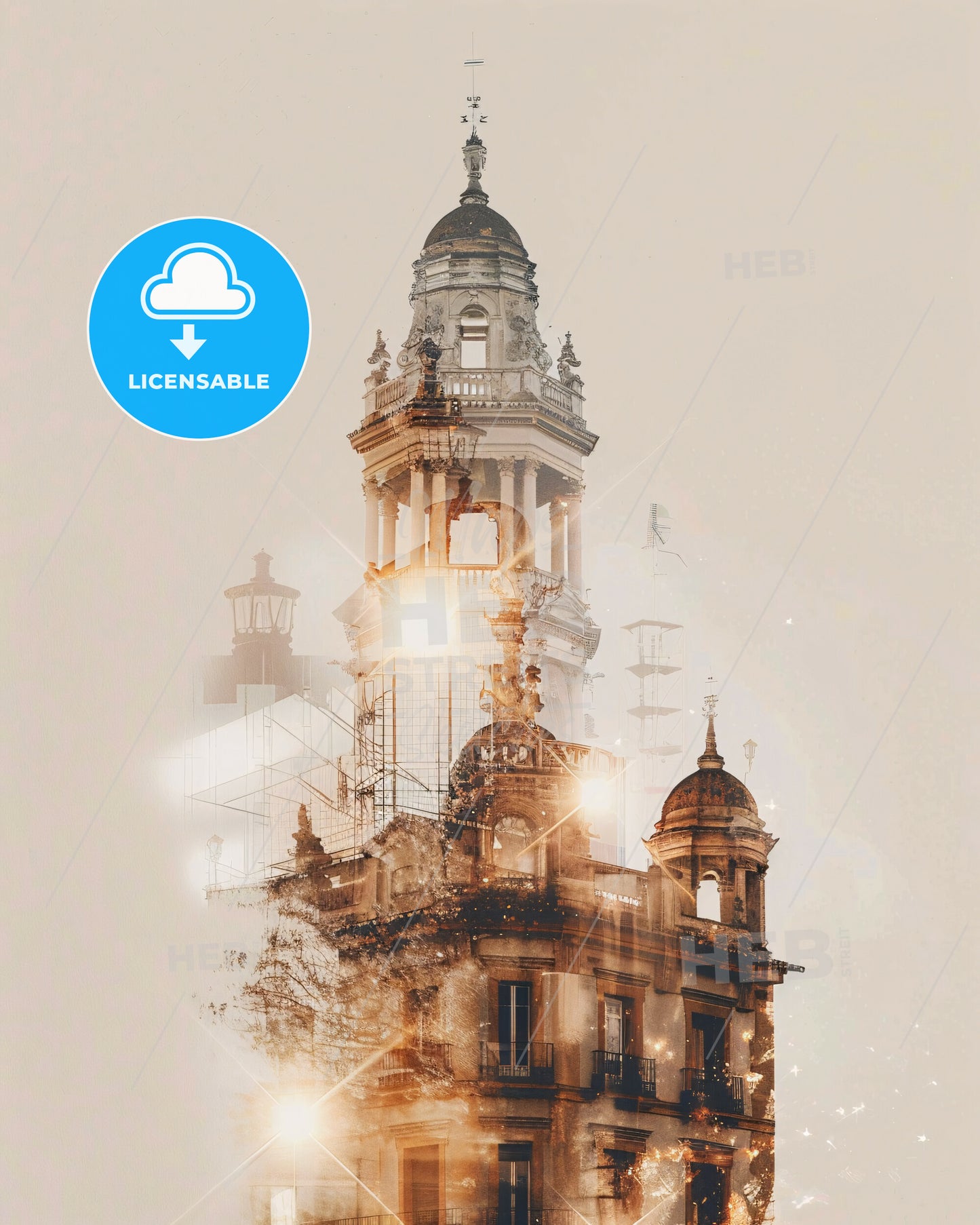 Alcobendas Skyline Iconic Architecture Sparkling Beige - A building with a tower