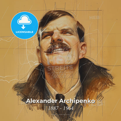 Alexander Archipenko, 1887 - 1964, Ukrainian-American sculptor - A Drawing Of A Man Print Template