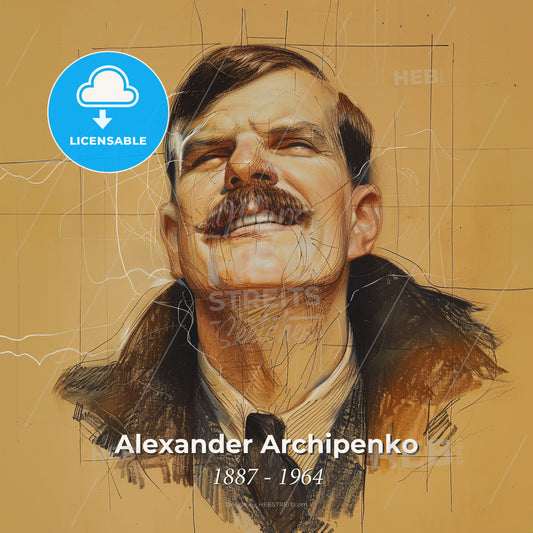 Alexander Archipenko, 1887 - 1964, Ukrainian-American sculptor - A Drawing Of A Man Print Template