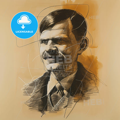 Alexander Archipenko, 1887 - 1964, Ukrainian-American sculptor - A Drawing Of A Man With A Mustache