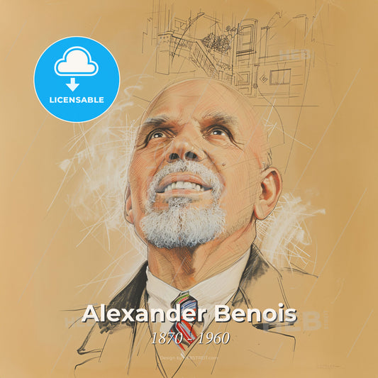 Alexander Benois, 1870 - 1960, Russian painter and stage designer - A Drawing Of A Man Print Template