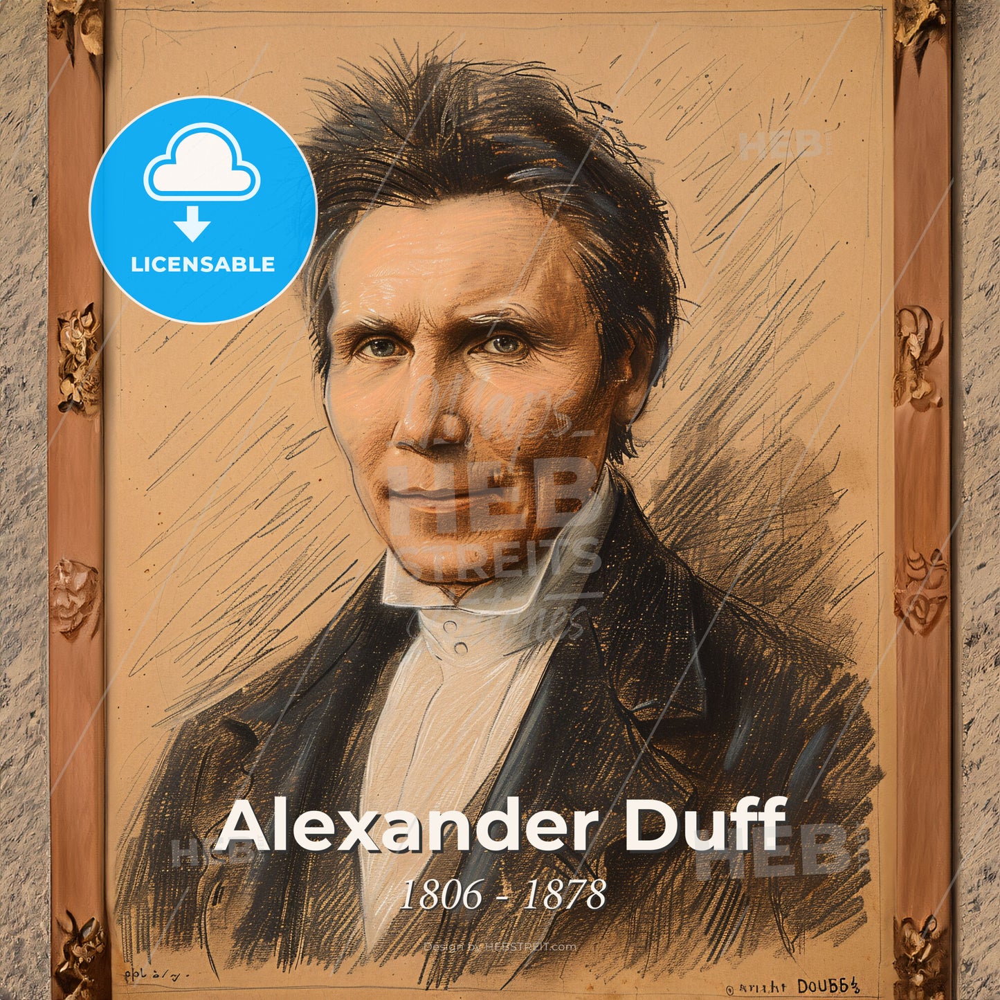 Alexander Duff, 1806 - 1878, Scottish missionary - A Portrait Of A Man In A Frame Print Template