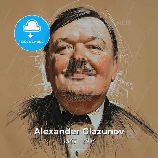 Alexander Glazunov, 1865 - 1936, Russian composer - A Man With A Mustache Print Template