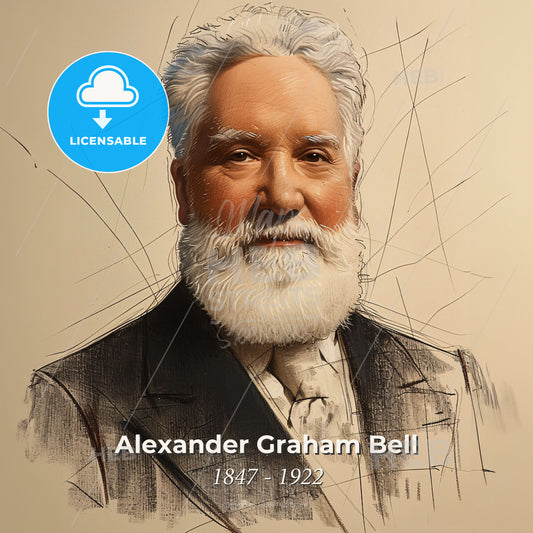 Alexander Graham Bell, 1847 - 1922, Scottish-American inventor - A Man With A White Beard Print Template