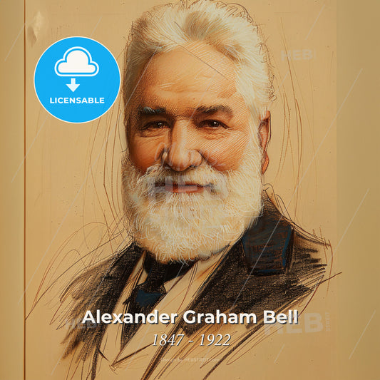 Alexander Graham Bell, 1847 - 1922, Scottish-American inventor - A Portrait Of A Man With A White Beard Print Template