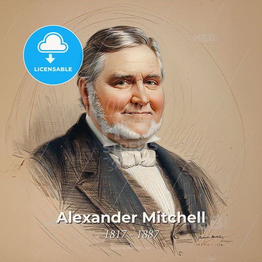 Alexander Mitchell, 1817 - 1887, Scottish-American railway financier - A Man With A Beard Print Template