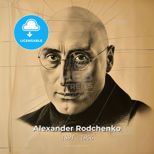 Alexander Rodchenko, 1891 - 1956, Russian artist and photographer - A Man With Glasses And A Black Shirt Print Template