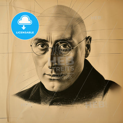 Alexander Rodchenko, 1891 - 1956, Russian artist and photographer - A Man With Glasses And A Black Shirt