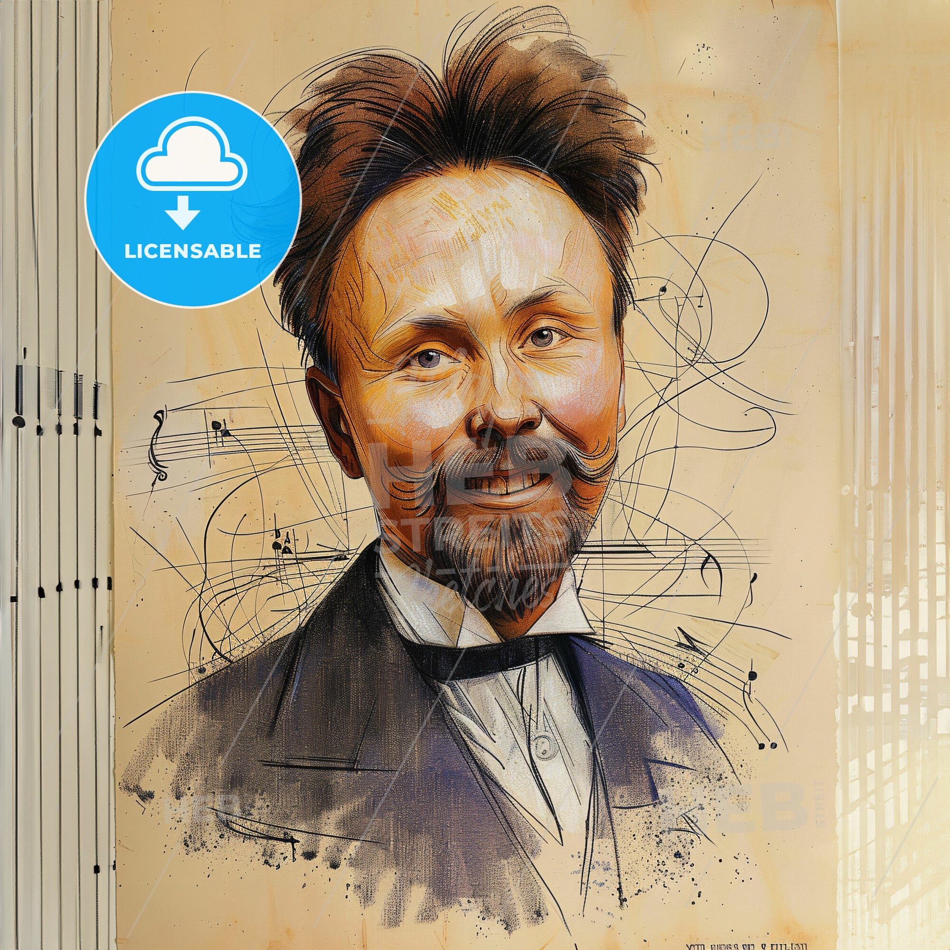 Alexander Scriabin, 1872 - 1915, Russian composer - A Drawing Of A Man