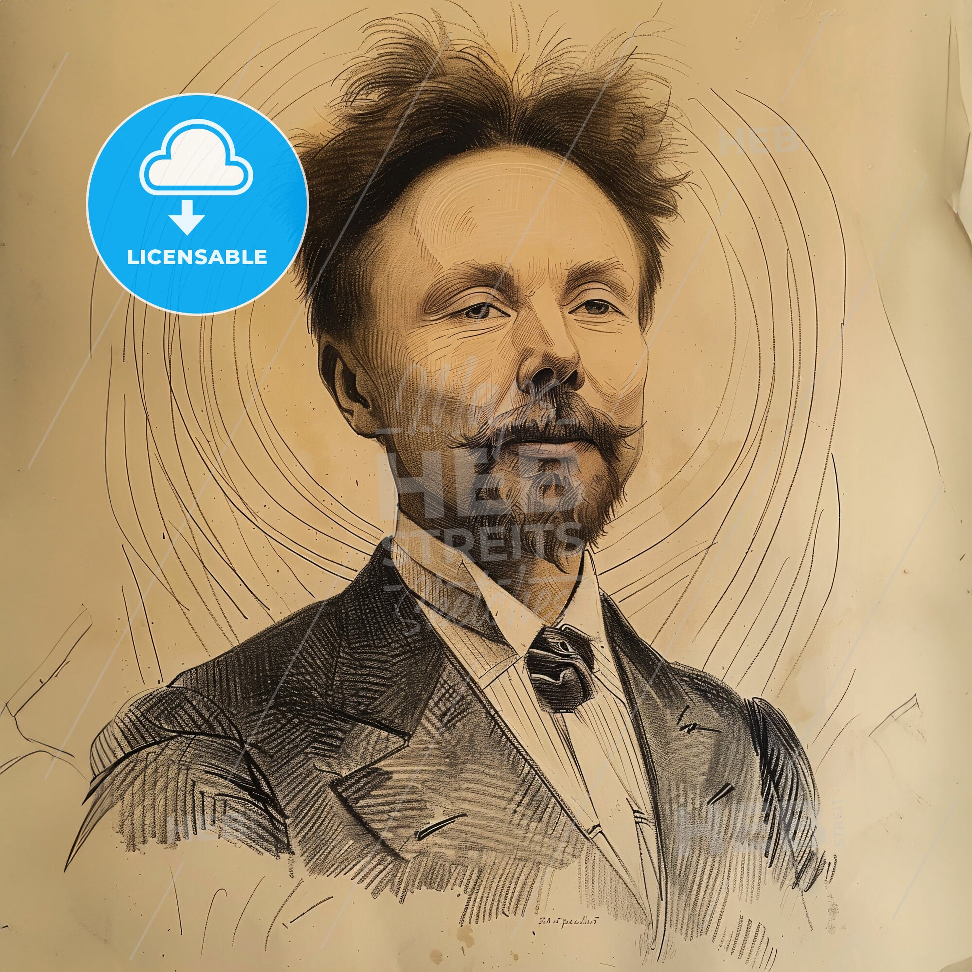 Alexander Scriabin, 1872 - 1915, Russian composer - A Drawing Of A Man