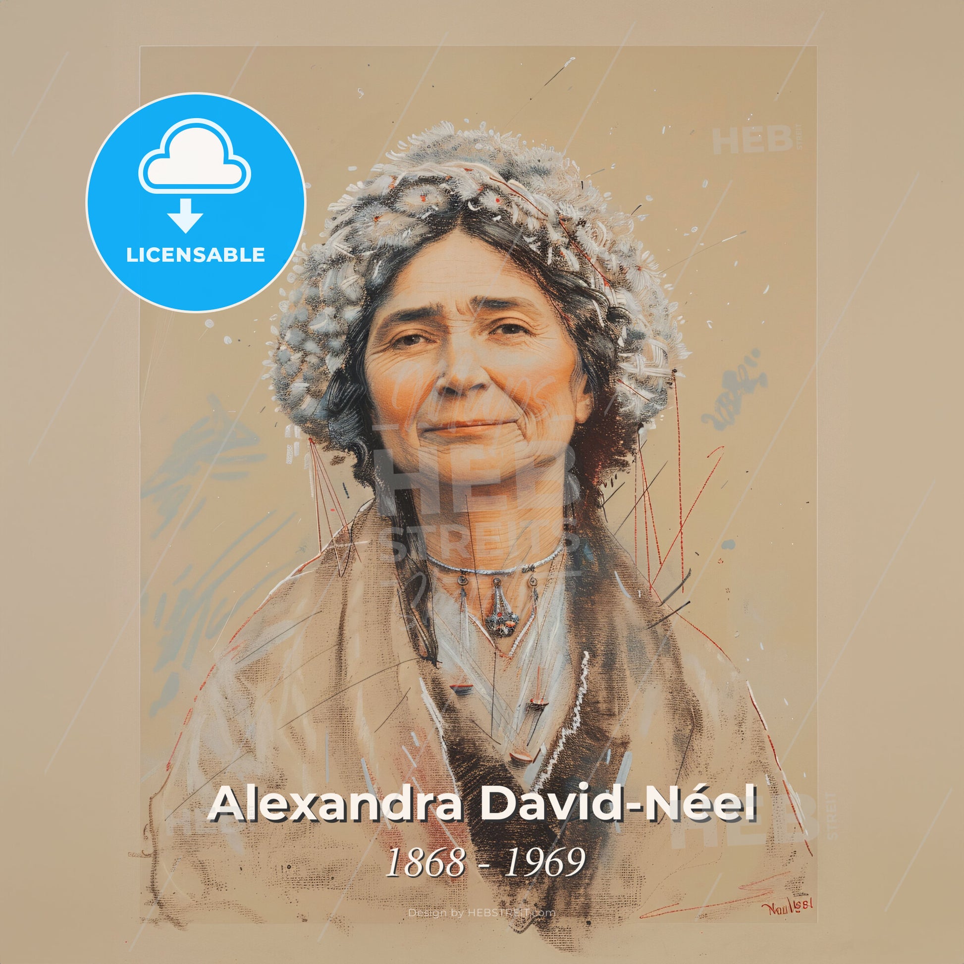 Alexandra David-Néel, 1868 - 1969, French-Belgian explorer - A Painting Of A Woman Print Template