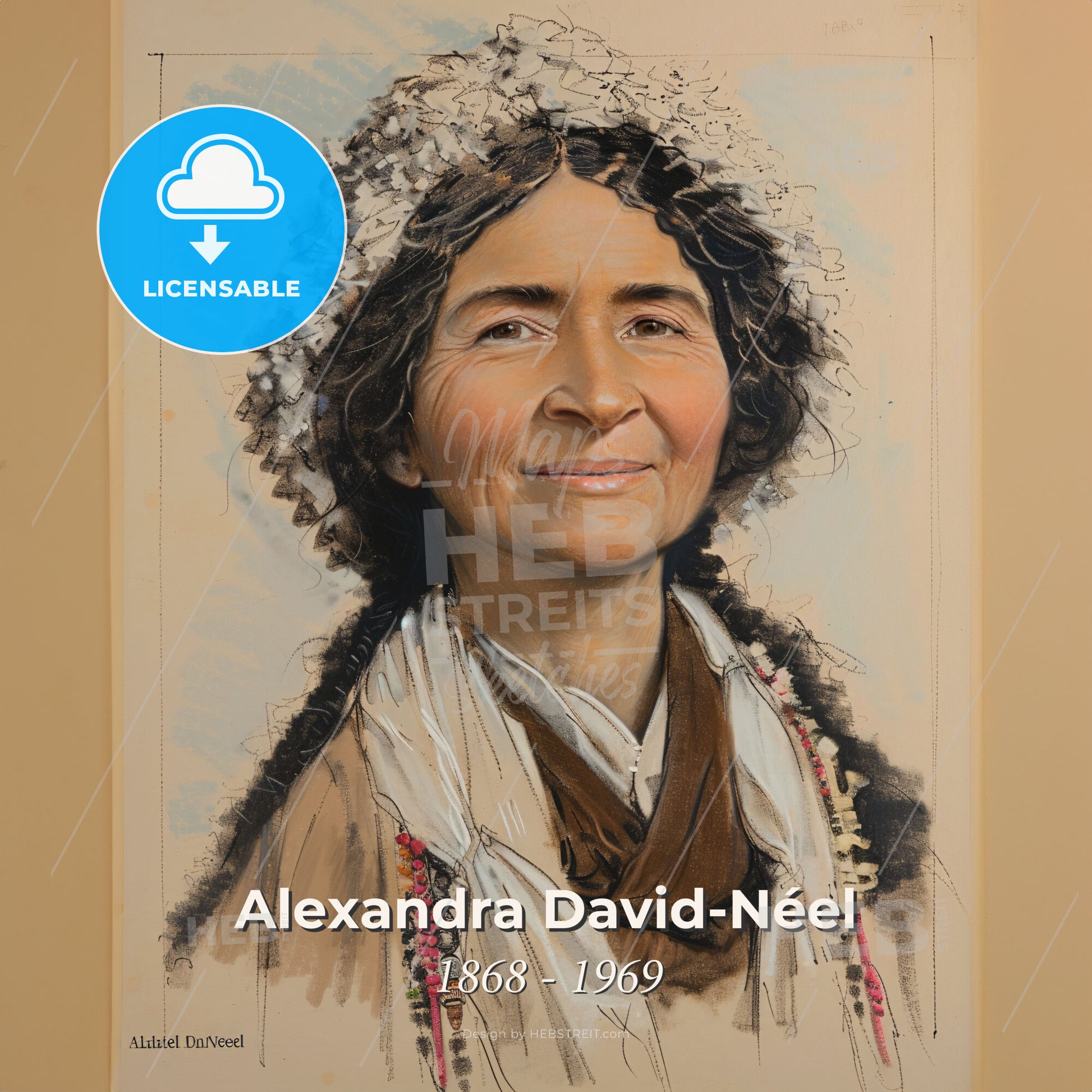 Alexandra David-Néel, 1868 - 1969, French-Belgian explorer - A Painting Of A Woman Print Template