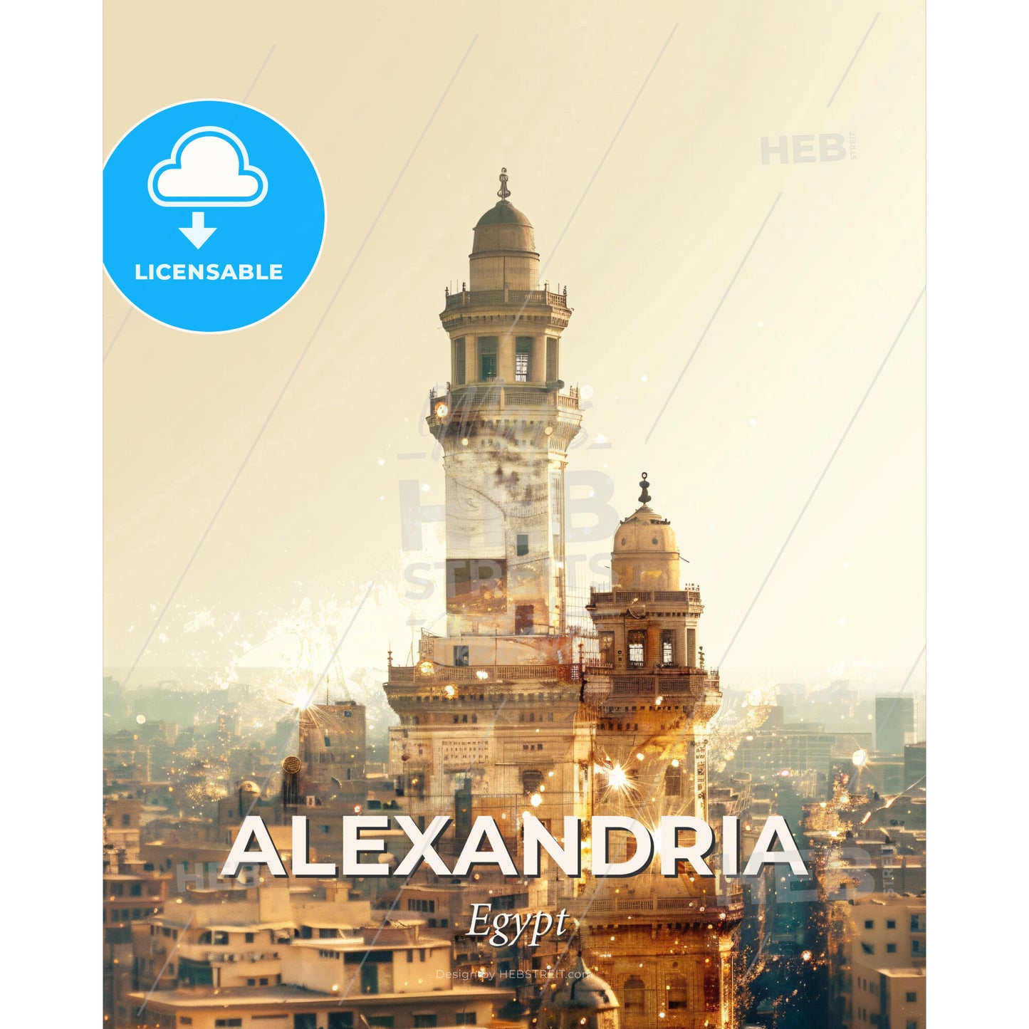 Alexandria The Beauty of Egypt in One Glance - A tall building with a tower - Square format print template