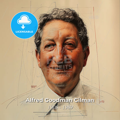 Alfred Goodman Gilman, 1908 - 1989, American anesthesiologist - A Man With A White Shirt Print Template