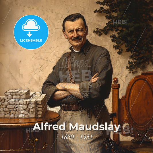 Alfred Maudslay, 1850 - 1931, British archaeologist - A Man Standing With His Arms Crossed Print Template