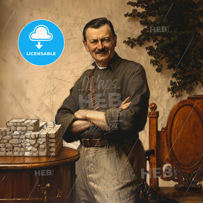 Alfred Maudslay, 1850 - 1931, British archaeologist - A Man Standing With His Arms Crossed