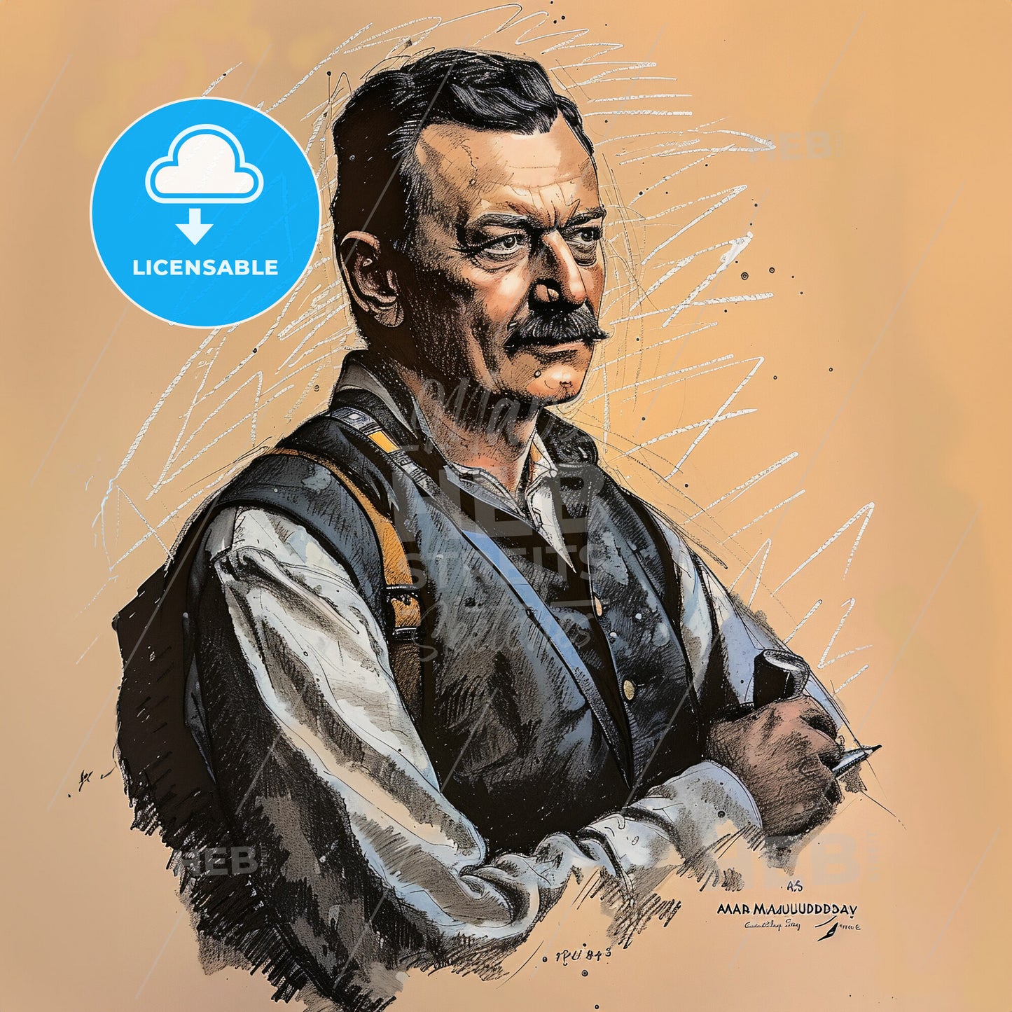 Alfred Maudslay, 1850 - 1931, British archaeologist - A Man With A Mustache