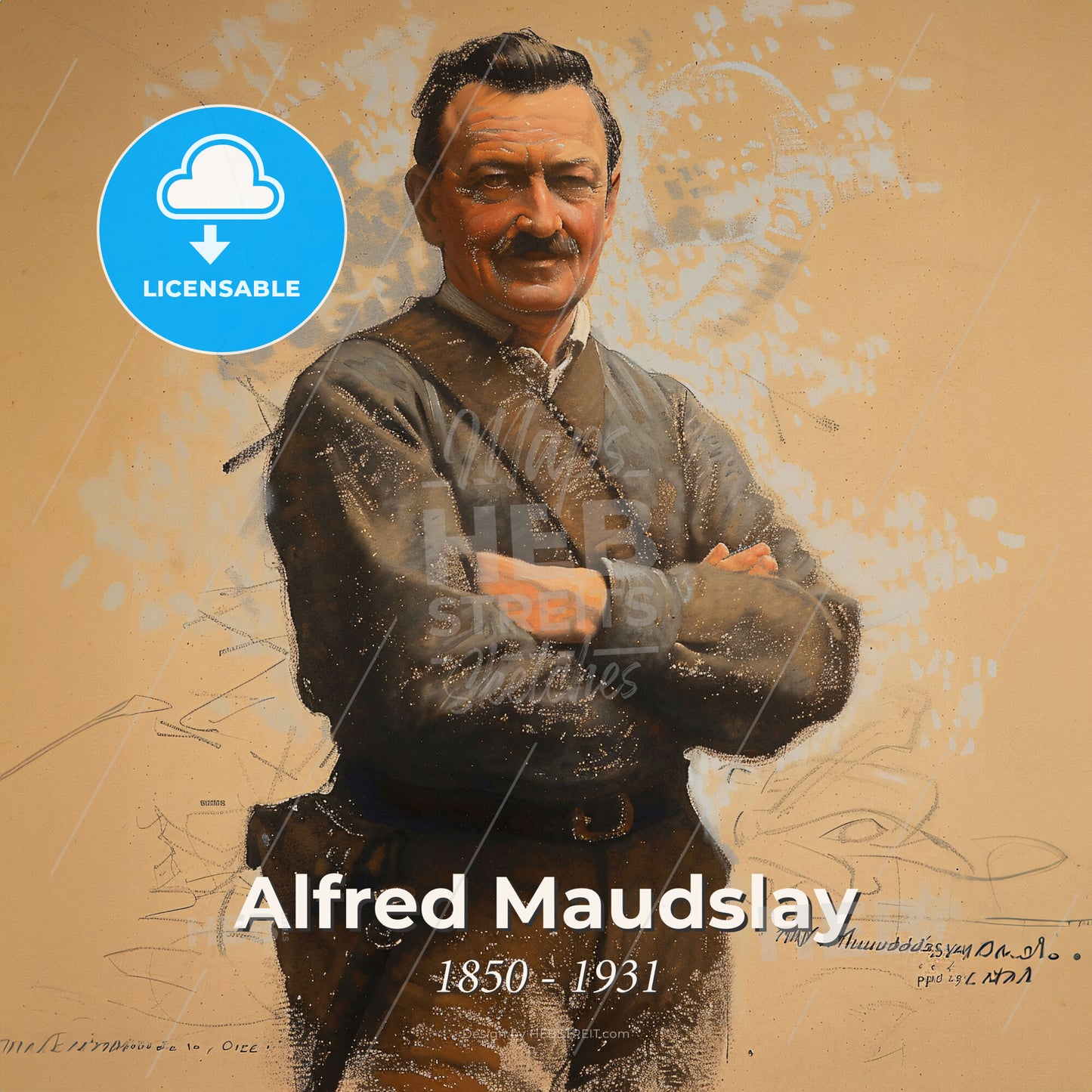 Alfred Maudslay, 1850 - 1931, British archaeologist - A Man With His Arms Crossed Print Template