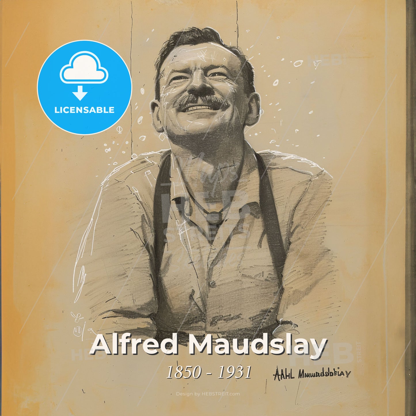 Alfred Maudslay, 1850 - 1931, British archaeologist - A Drawing Of A Man Smiling Print Template