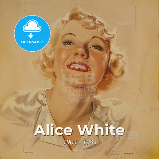 Alice White, 1904 - 1983, American actress - A Woman Smiling With Red Lipstick Print Template