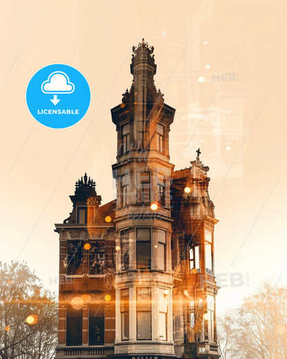 Alphen aan den Rijn Skyline Sparks City Icon Art - A building with a tower