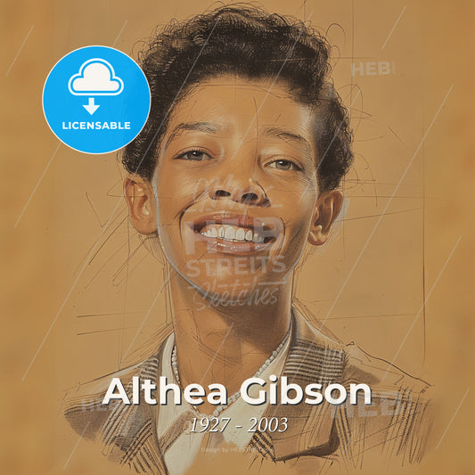 Althea Gibson, 1927 - 2003, American tennis player - A Drawing Of A Boy Smiling Print Template