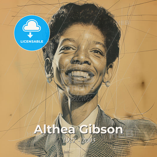 Althea Gibson, 1927 - 2003, American tennis player - A Drawing Of A Woman Smiling Print Template