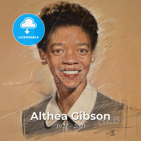 Althea Gibson, 1927 - 2003, American tennis player - A Woman Smiling With Broken Glass Print Template