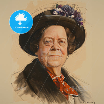 Alva Belmont, 1853 - 1933, American socialite and suffragist - A Painting Of A Woman Wearing A Hat