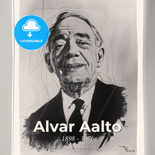 Alvar Aalto, 1898 - 1976, Finnish architect - A Drawing Of A Man Print Template