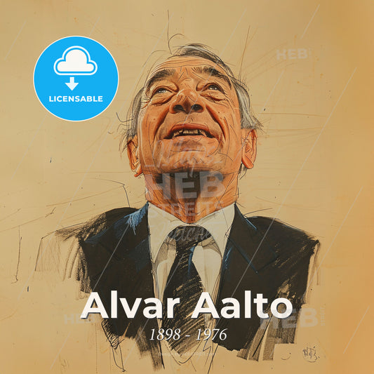 Alvar Aalto, 1898 - 1976, Finnish architect - A Drawing Of A Man In A Suit Print Template