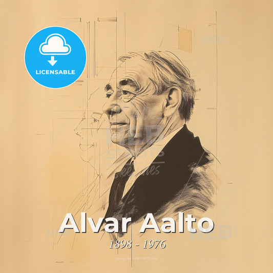 Alvar Aalto, 1898 - 1976, Finnish architect - A Drawing Of A Man Print Template