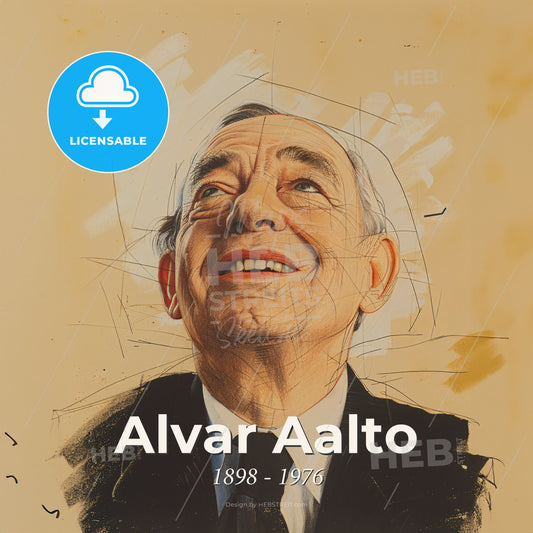 Alvar Aalto, 1898 - 1976, Finnish architect - A Man In A Suit And Tie Print Template