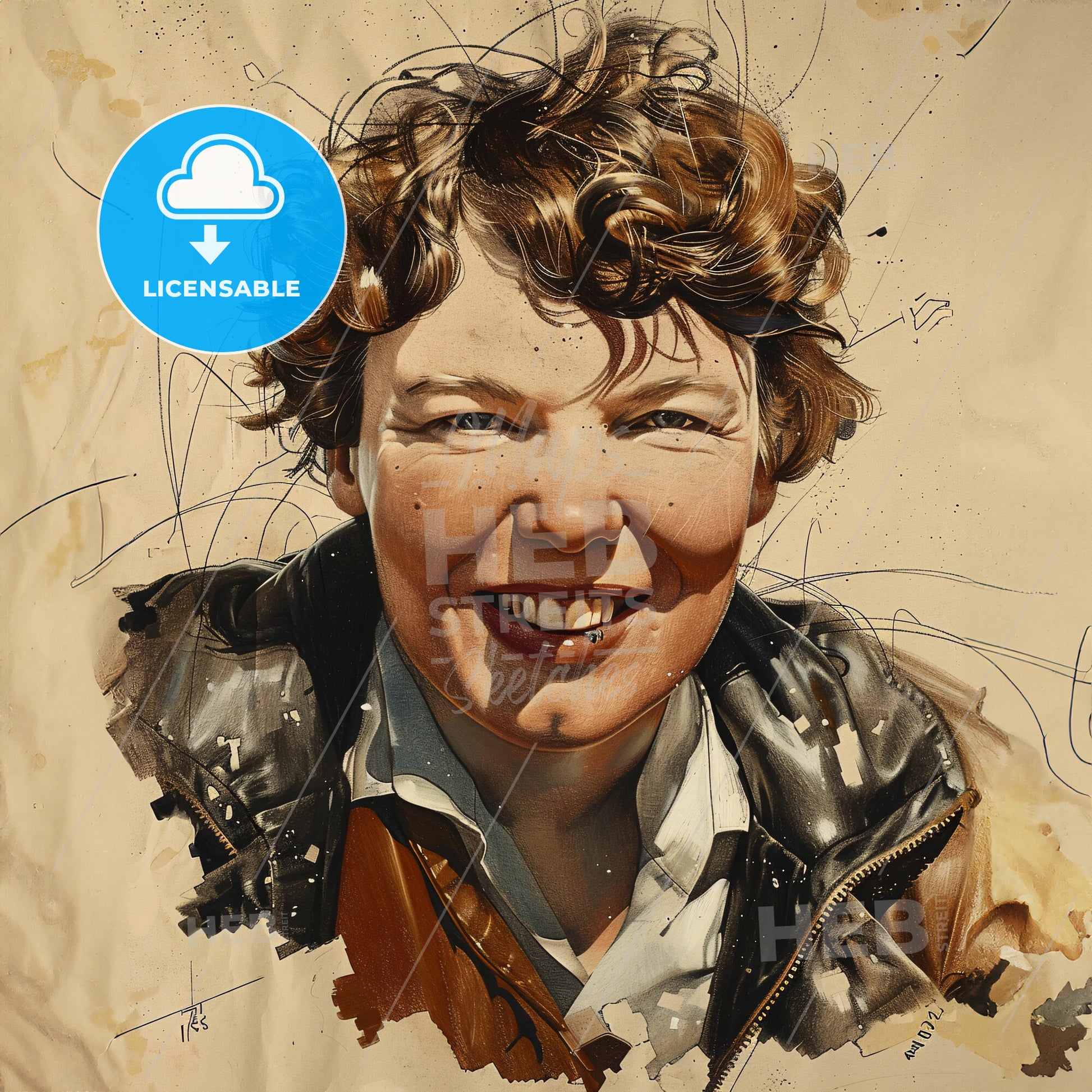 Amelia Earhart, 1897 - 1937, American aviator - A Woman Smiling With Curly Hair