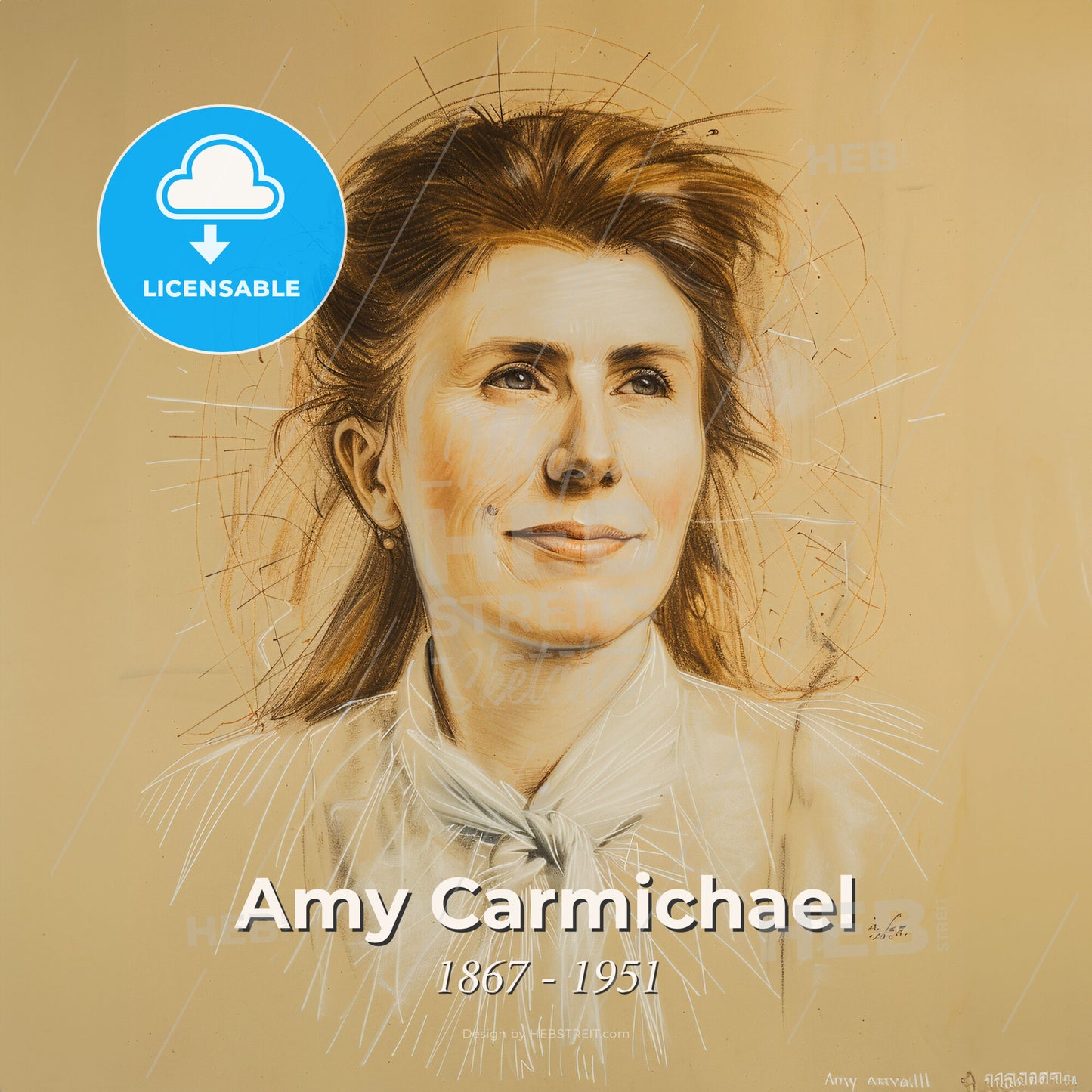 Amy Carmichael, 1867 - 1951, Irish missionary - A Drawing Of A Woman Print Template