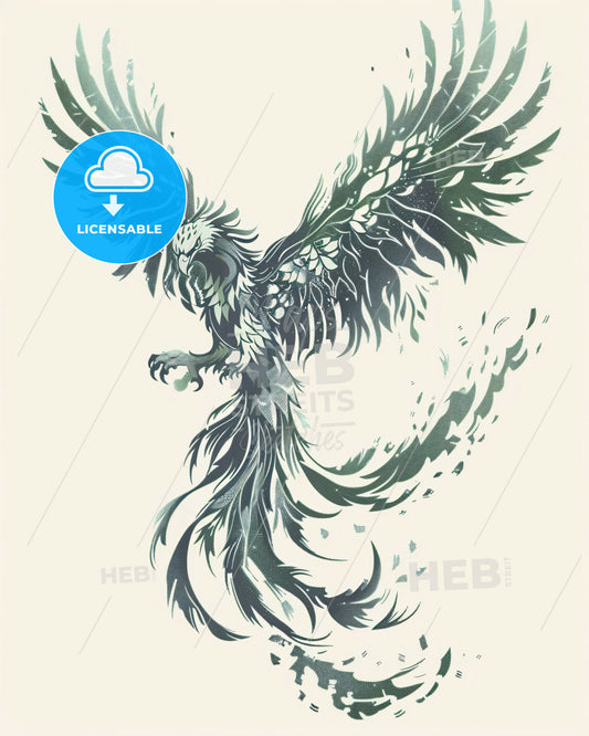 Serene Eagle Silhouette Minimalist Art - A bird with wings spread