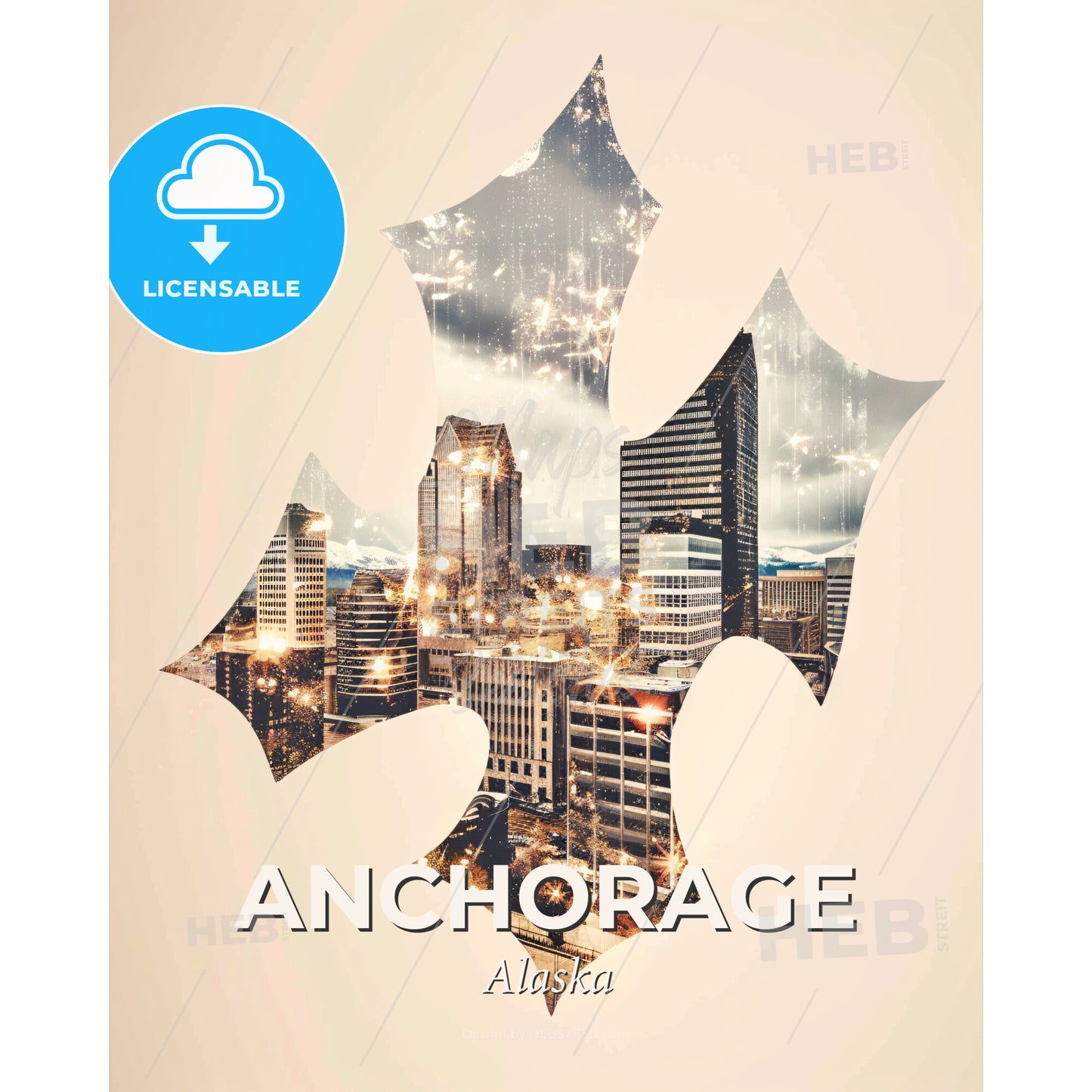 Mesmerizing Anchorage Cityscape Art - A cityscape with lights in the background - Square format print template