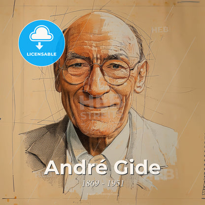 André Gide, 1869 - 1951, French writer - A Man Wearing Glasses And A Suit Print Template