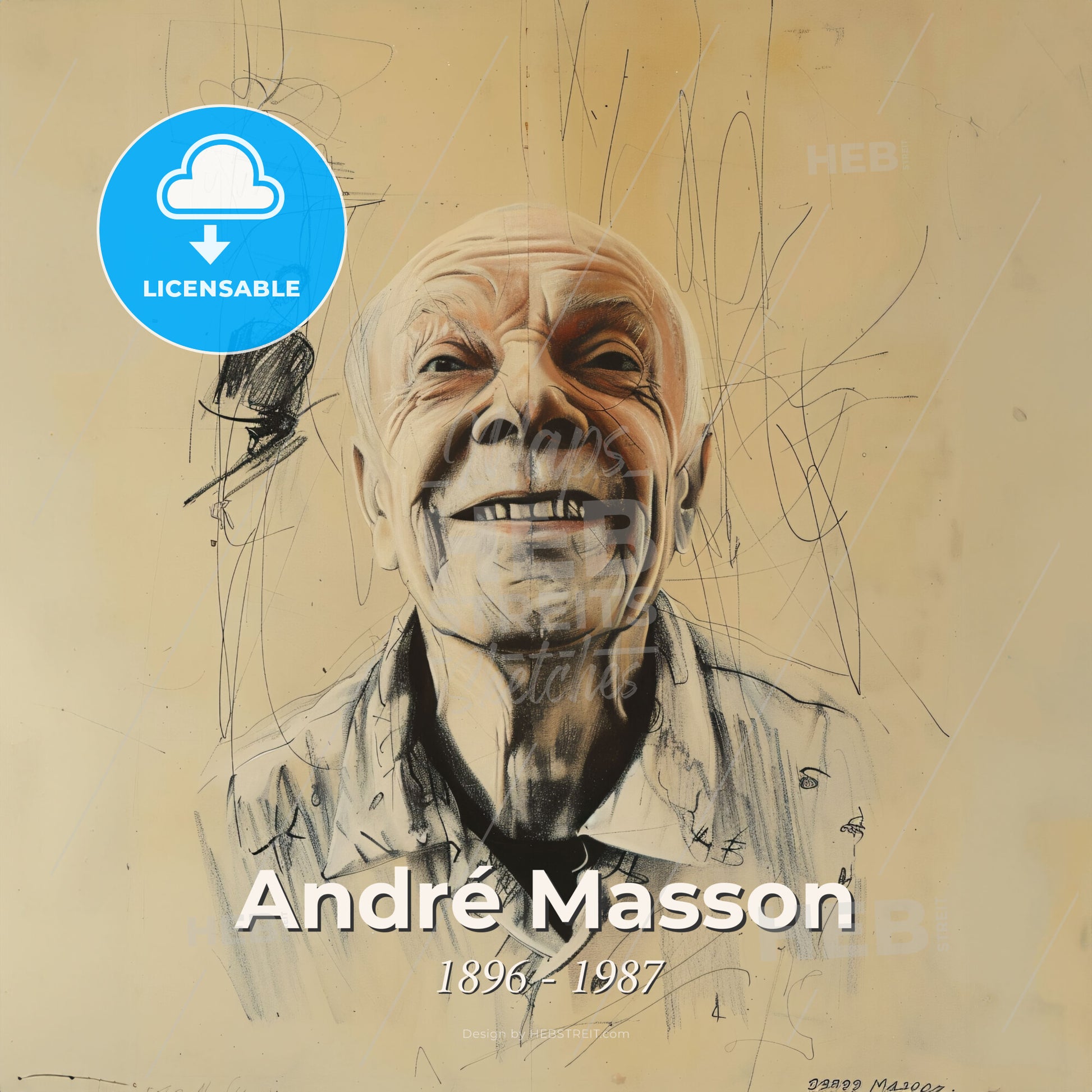 André Masson, 1896 - 1987, French painter - A Drawing Of A Man Smiling Print Template