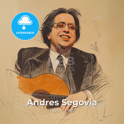 Andres Segovia, 1893 - 1987, Spanish classical guitarist - A Man Holding A Guitar Print Template
