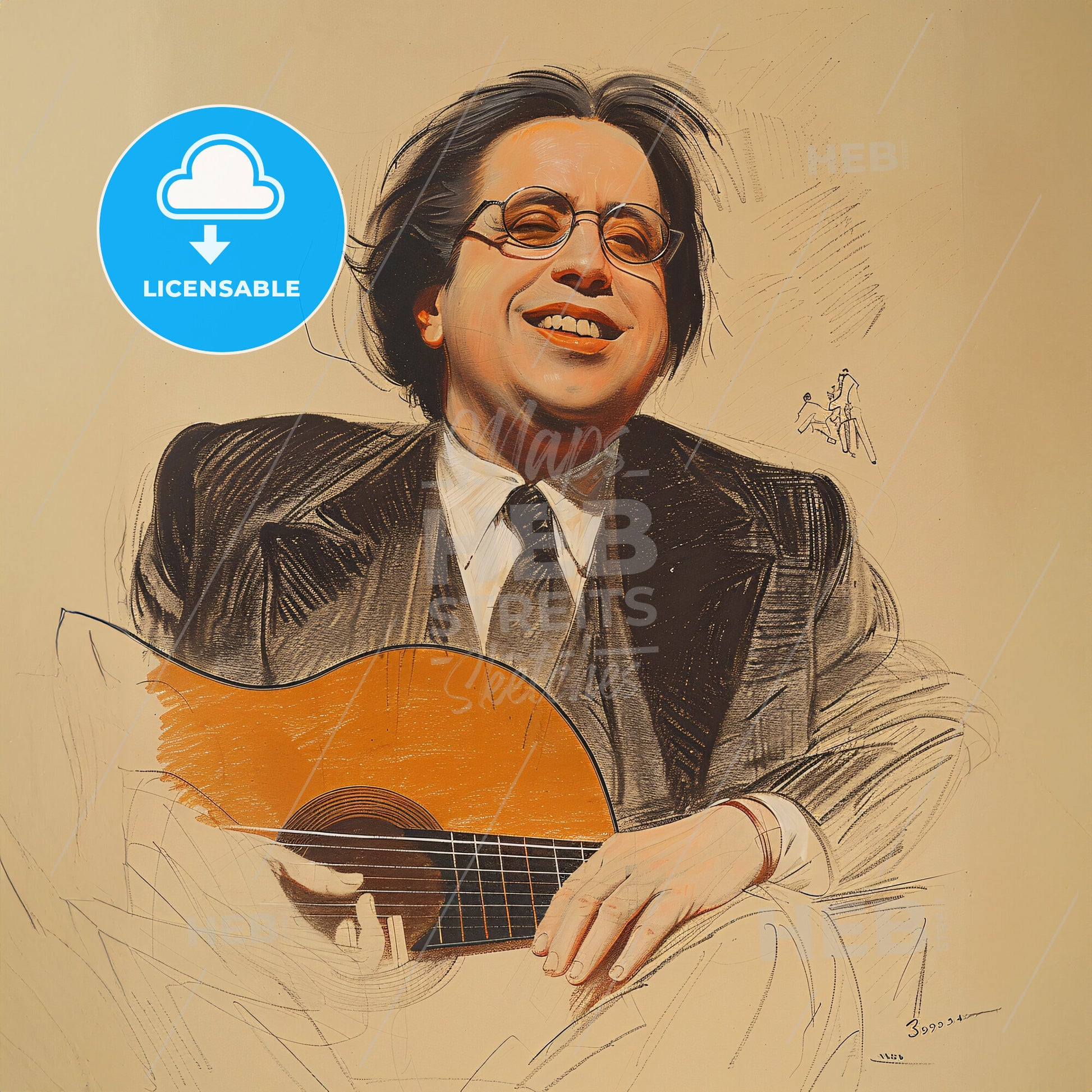 Andres Segovia, 1893 - 1987, Spanish classical guitarist - A Man Holding A Guitar