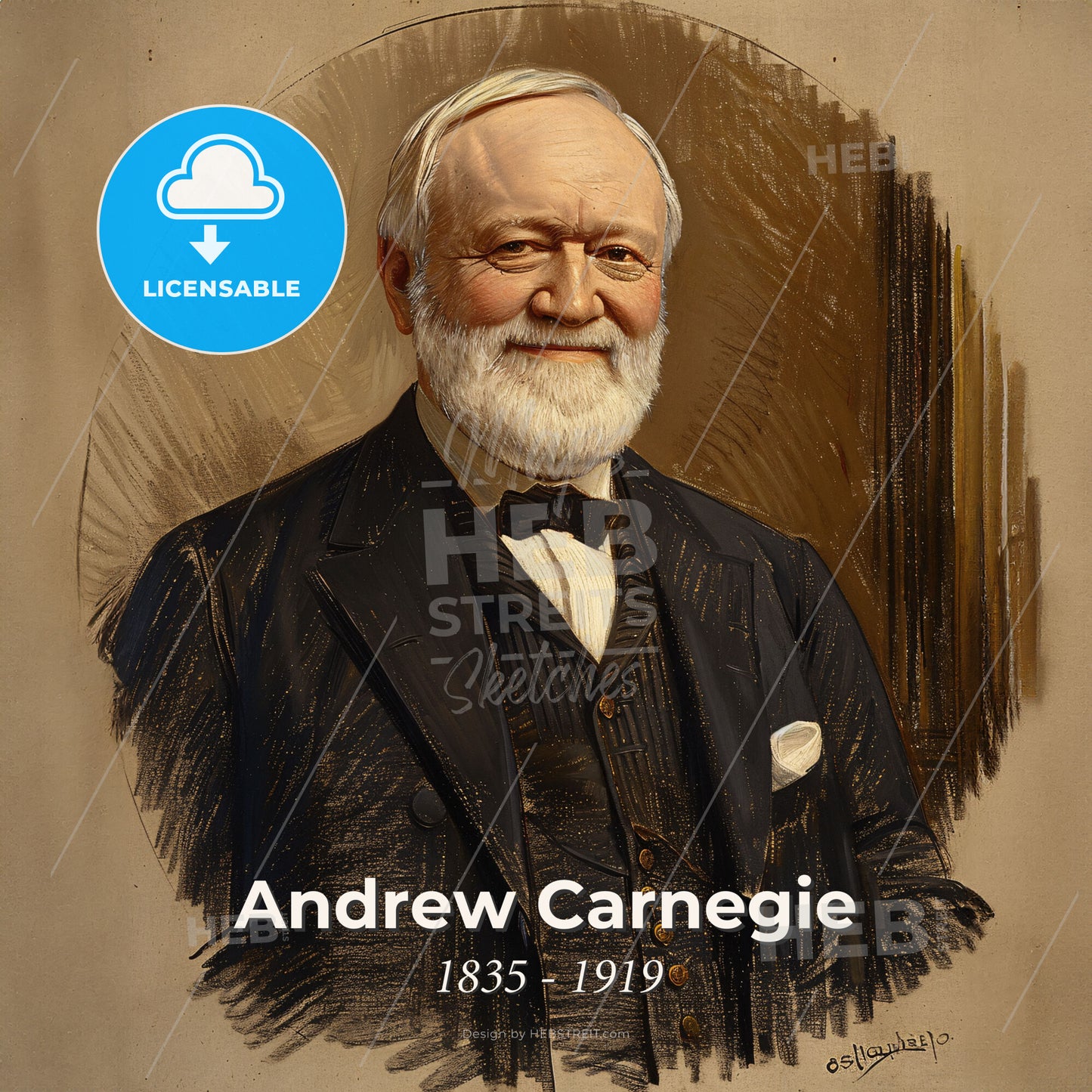 Andrew Carnegie, 1835 - 1919, American steel magnate - A Man In A Suit Print Template