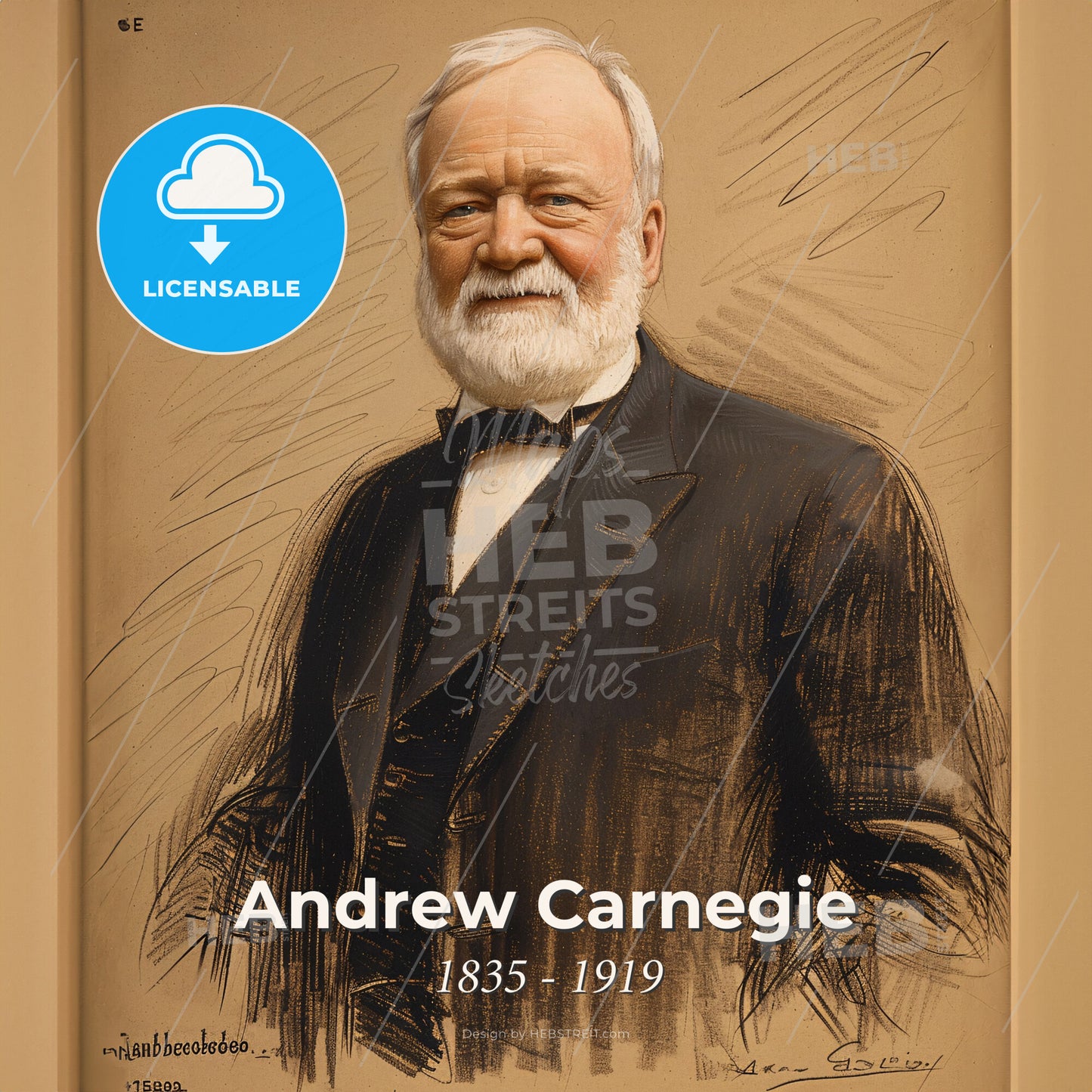 Andrew Carnegie, 1835 - 1919, American steel magnate - A Portrait Of A Man In A Suit Print Template