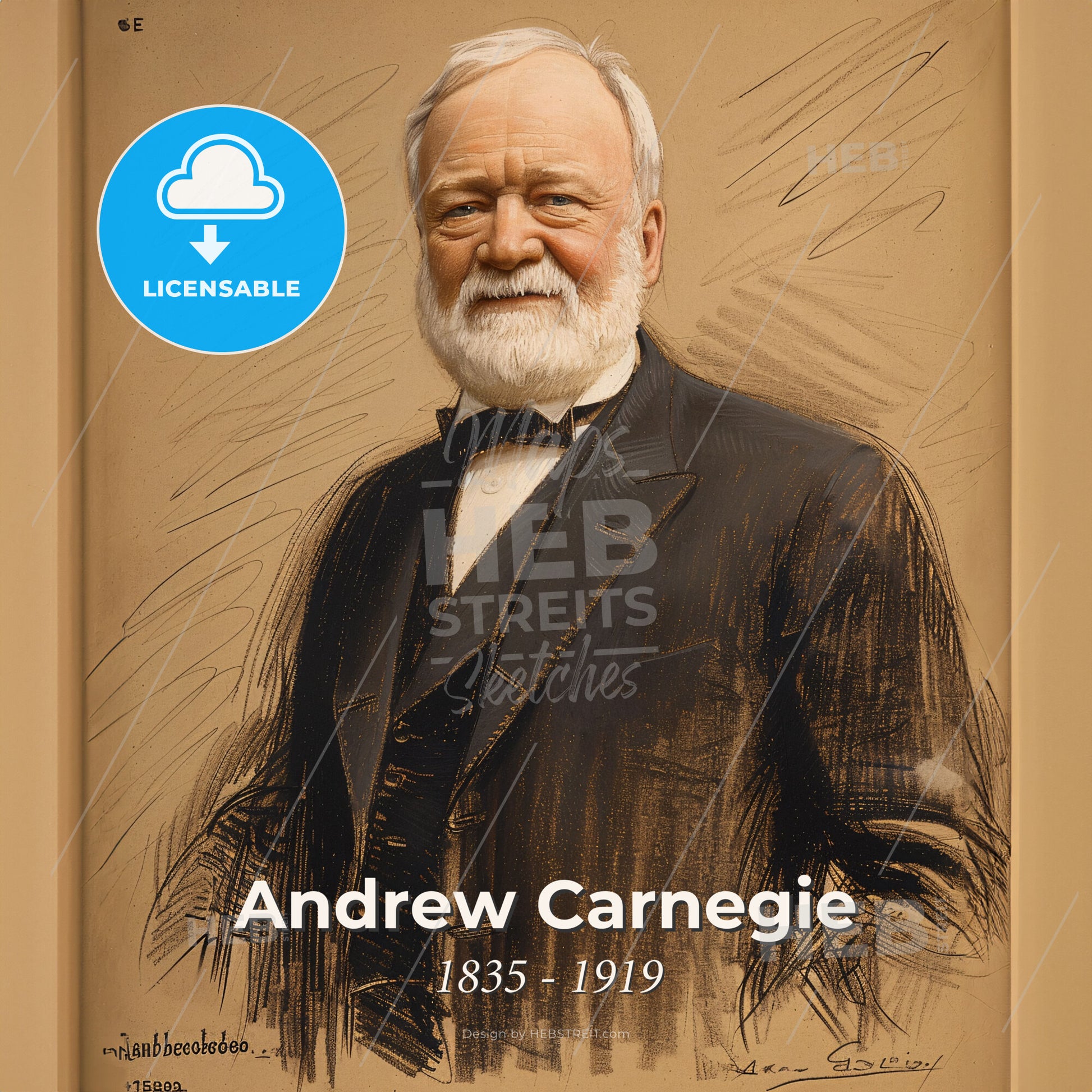 Andrew Carnegie, 1835 - 1919, American steel magnate - A Portrait Of A Man In A Suit Print Template
