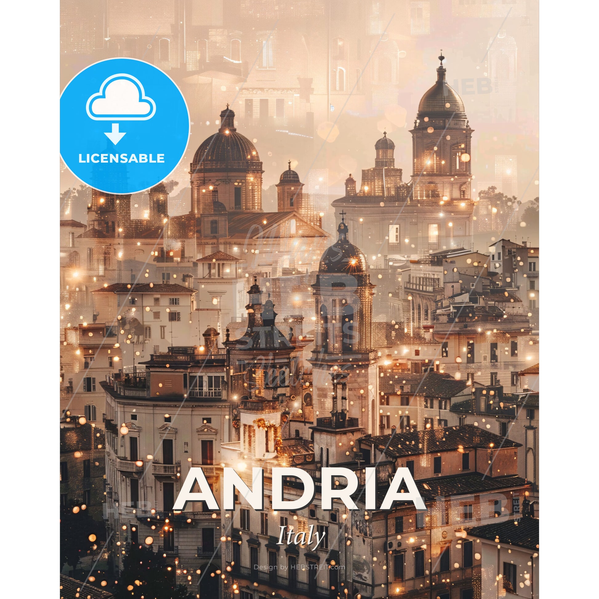 Andria Skyline Double Exposure Composite Art - A city with many buildings - Square format print template