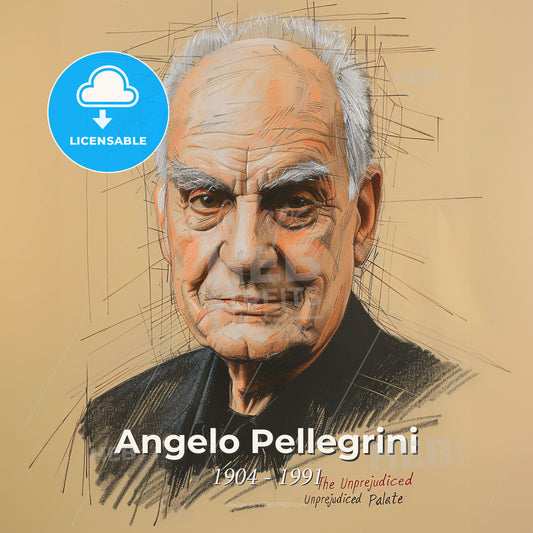 Angelo Pellegrini, 1904 - 1991, Italian-American food writer - A Man With White Hair Print Template