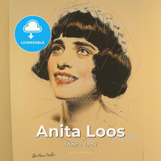 Anita Loos, 1889 - 1981, American screenwriter and author - A Woman With Short Hair And A White Hat Print Template